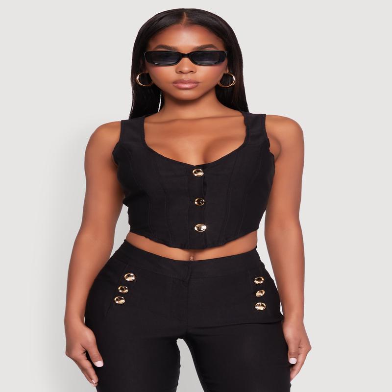Cropped Corset Detail Vest