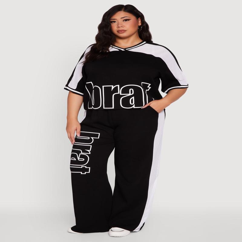 Plus Size Brat Graphic High Waisted Active Pants