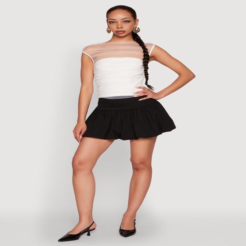 Drop Waist Bubble Hem Skirt