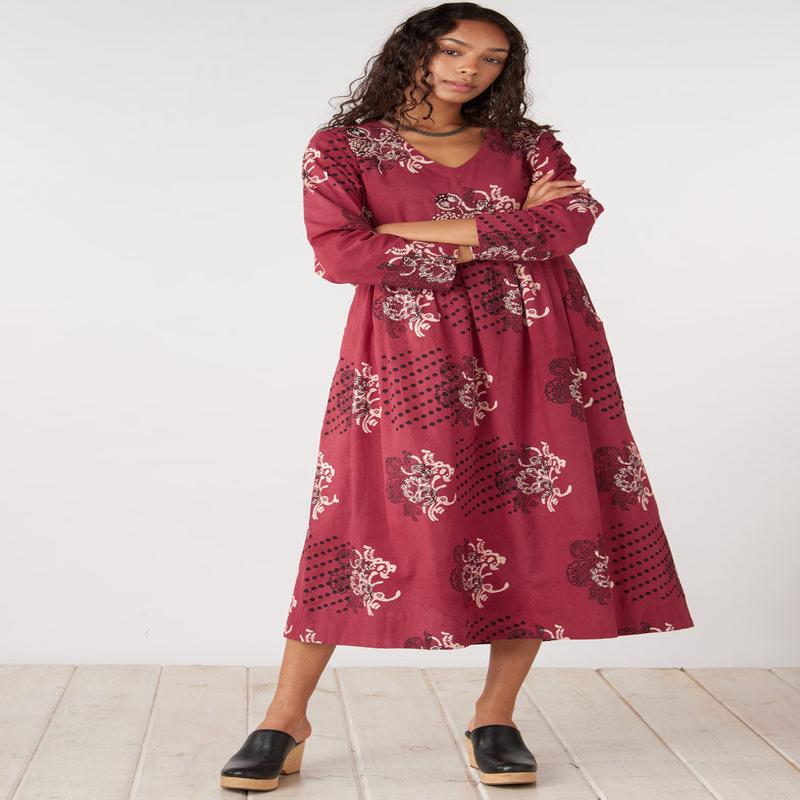 Geethali Bandana Print V-Neck Maxi Dress - Pomegranate/Multi