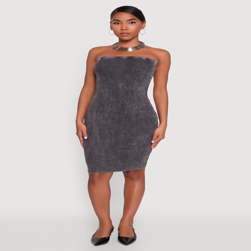 Rib Knit Mineral Wash Tube Dress