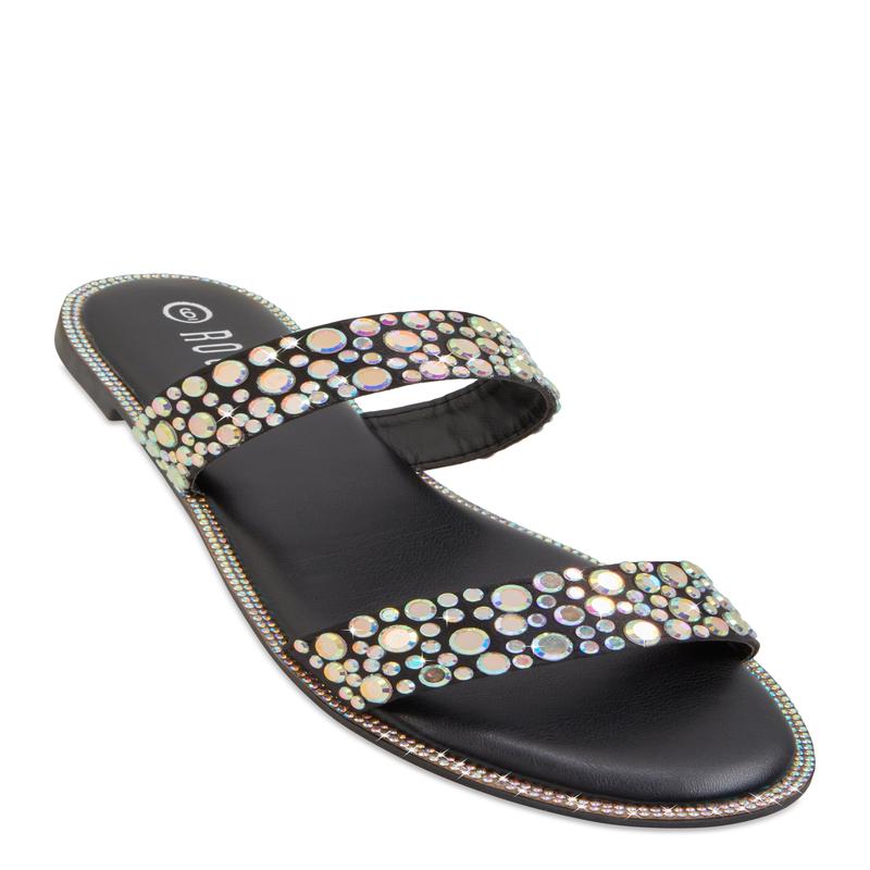Rhinestone Double Band Slide Sandals
