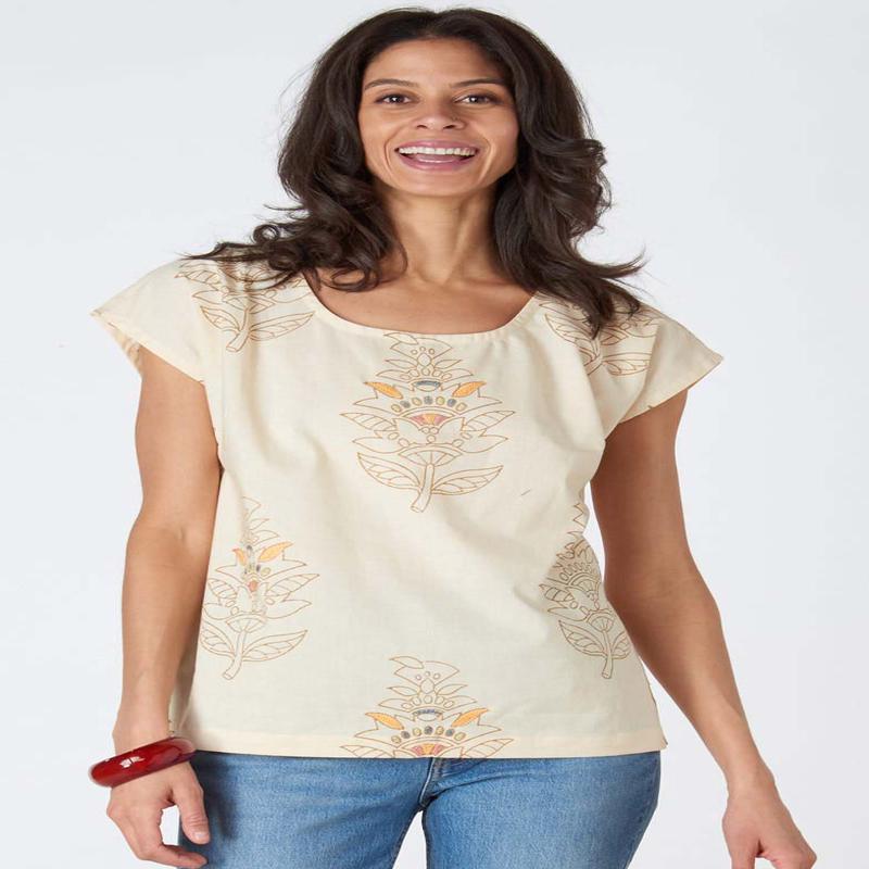 Tivisha Organic Cotton Cap Sleeve Top - Warm white