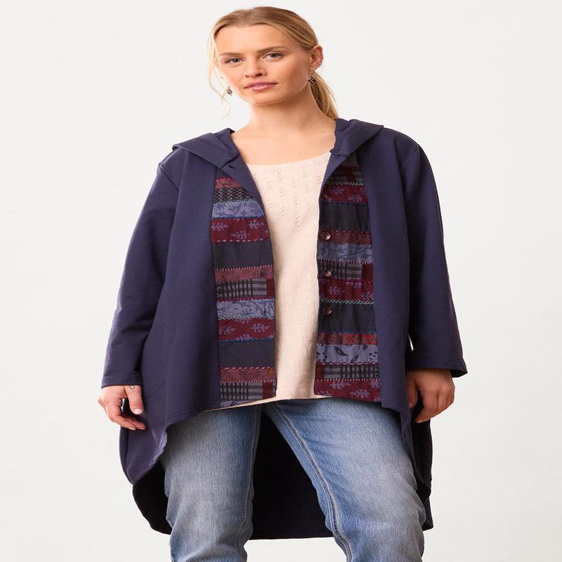 Bisma French Terry A-line Hoodie - Navy/Chindi