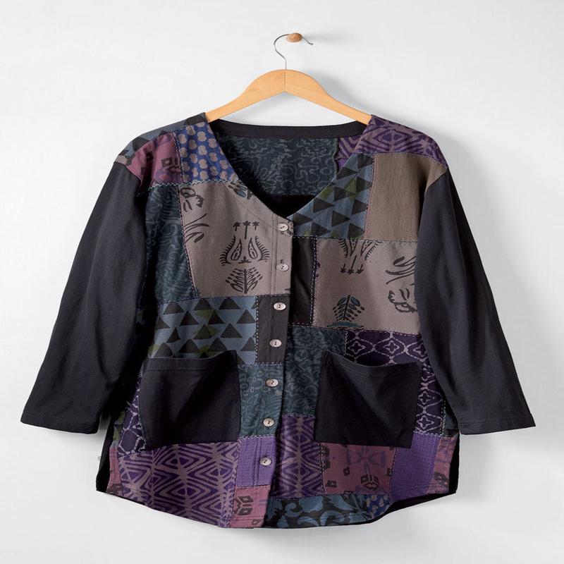 Deesha Upcycled Patchwork Knit Cardigan - Black/Multi