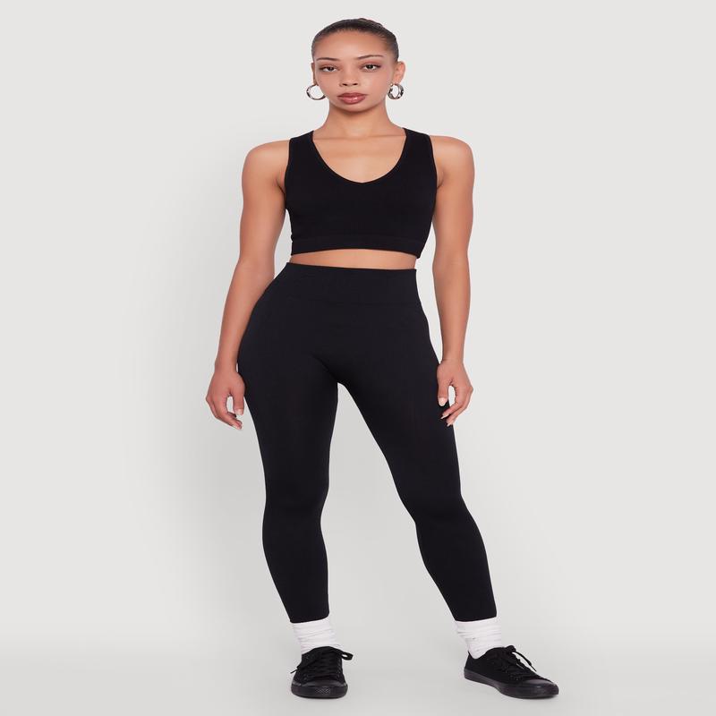 High Waisted Basic Fleece Lined Leggings