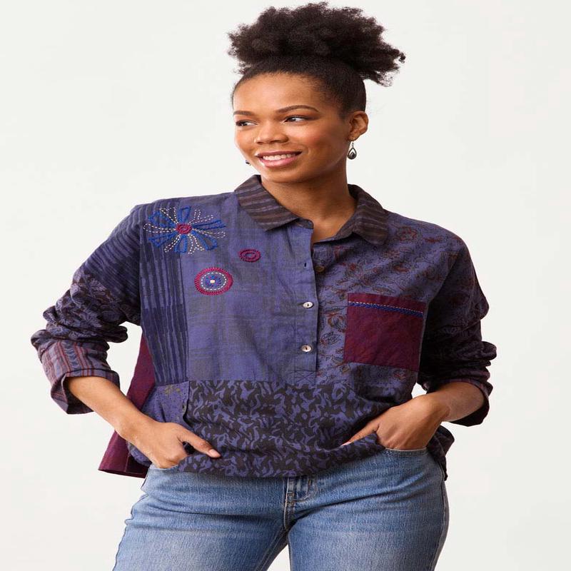 Neela Deadstock Boxy Shirt - Blue