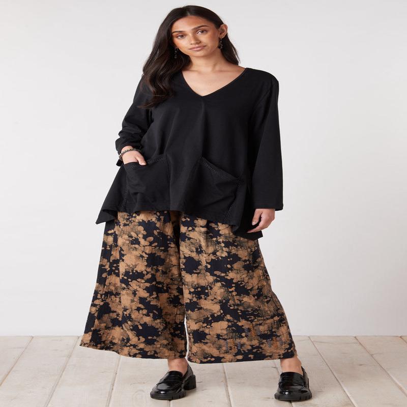 Nishi Cotton Double Gauze Wide-Leg Pant - Black/Shale