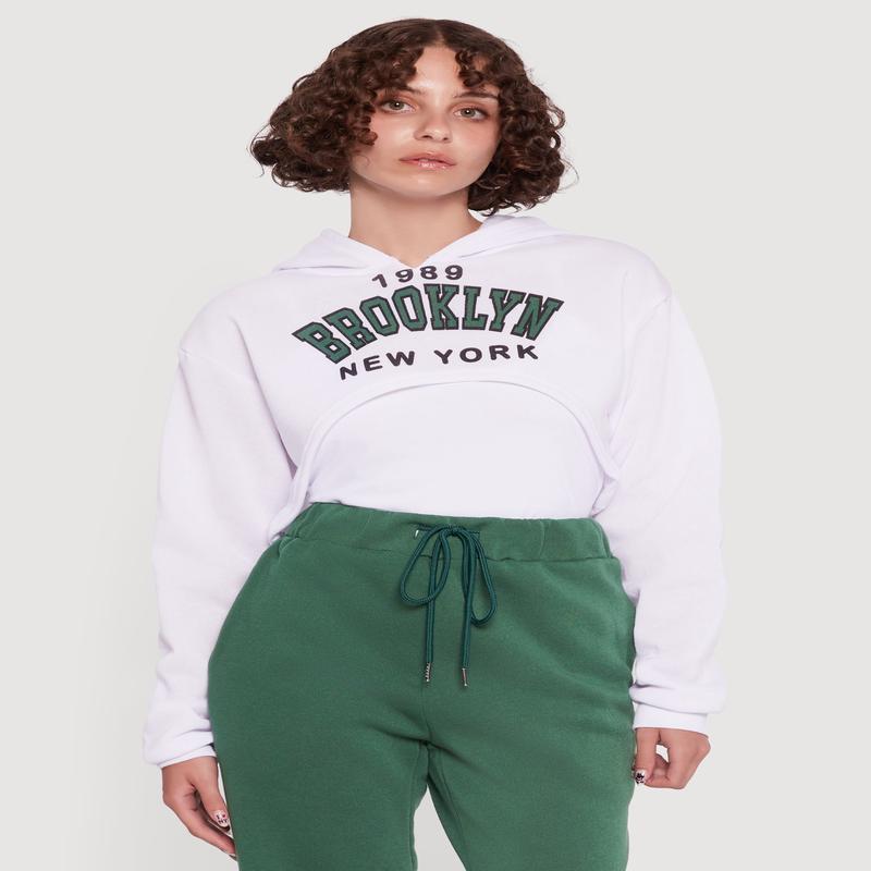 1989 Brooklyn Hooded Shrug Sweatshirt and Caged Back Cami