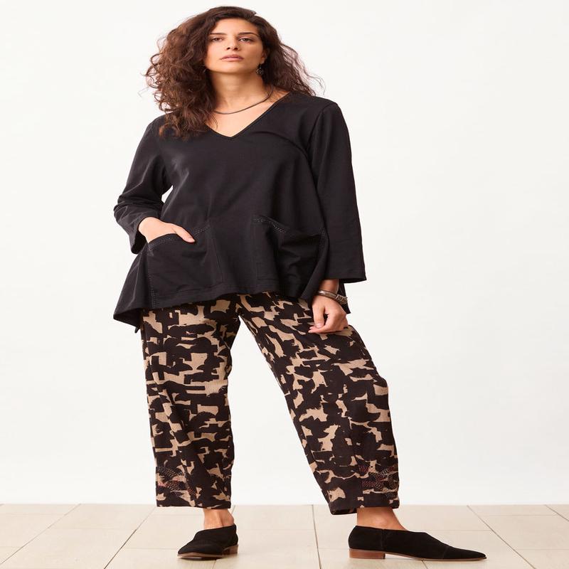 Agra Barrel-Leg Pant - Black/Cement