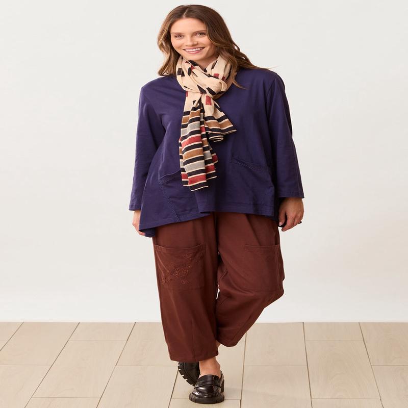 Agra Jersey Knit Barrel-Leg Pant