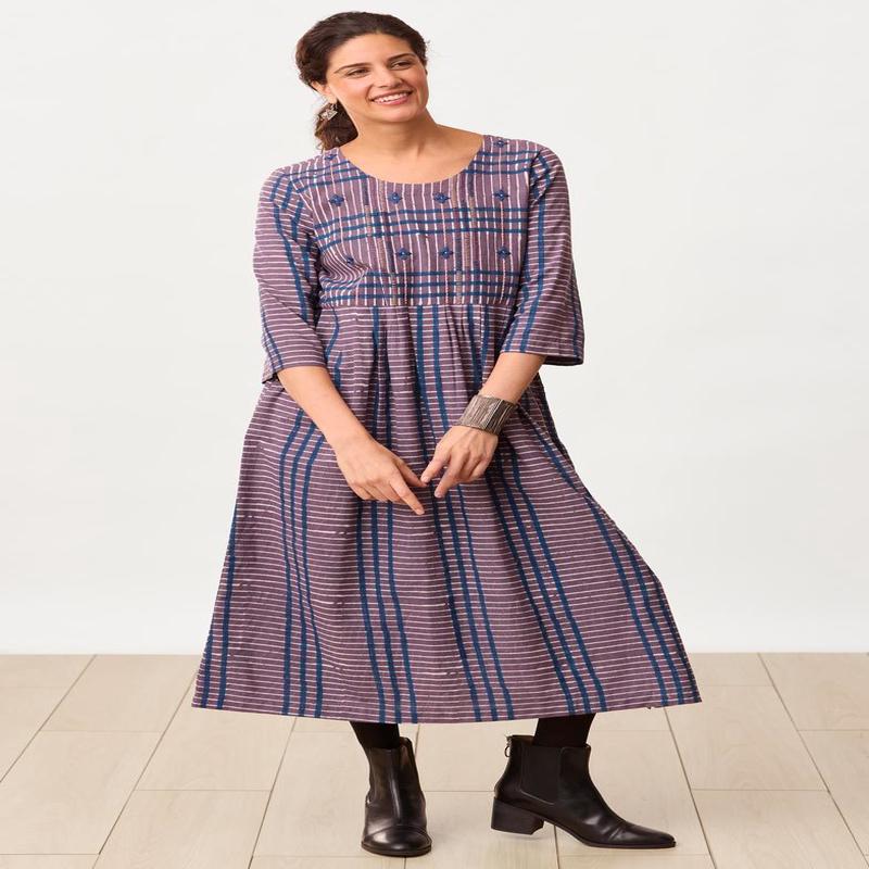 Mohina Scoop-Neck A-Line Dress - Smoky lavender