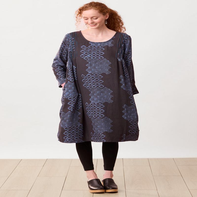 Premila Pull-Over Scoop-Neck Midi Dress - Fossil/Periwinkle