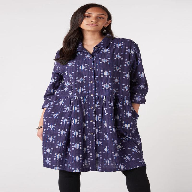 Rajni Drop Waist Shirtdress - Starlight