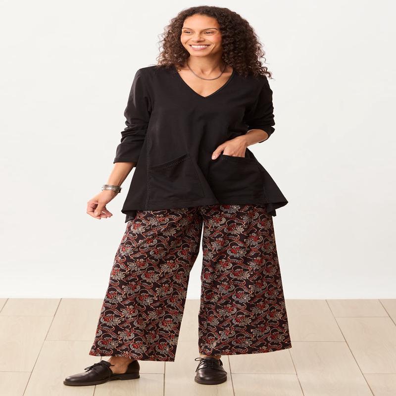 Sangli Natural Dye Wide-Leg Pant - Black/Multi