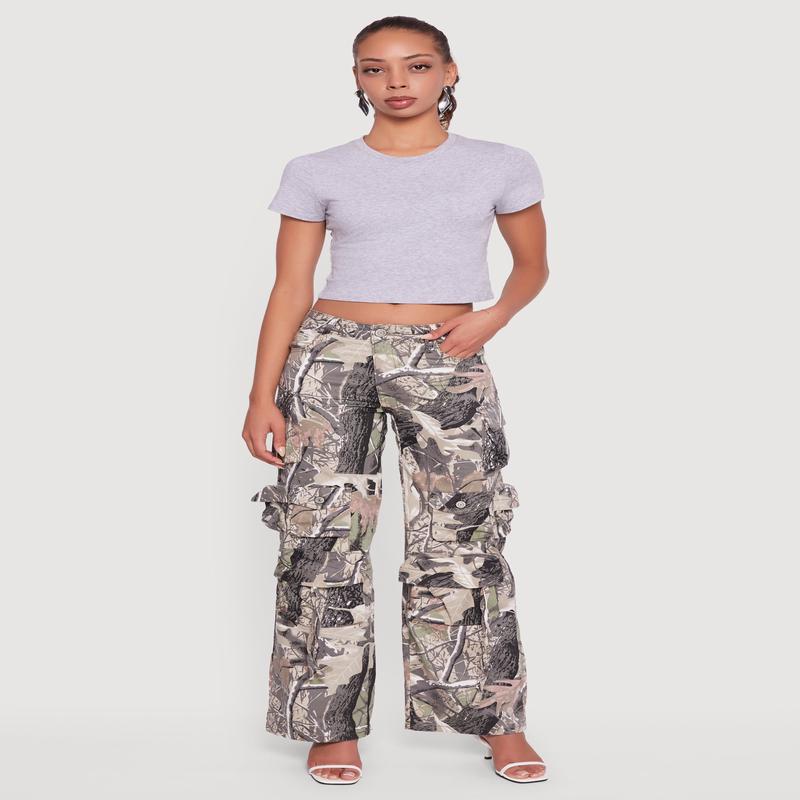 VIP Jeans Hunter Camo Wide Leg Cargo Pants