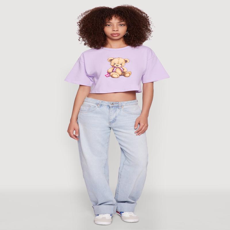 Bear Graphic Cropped Tee