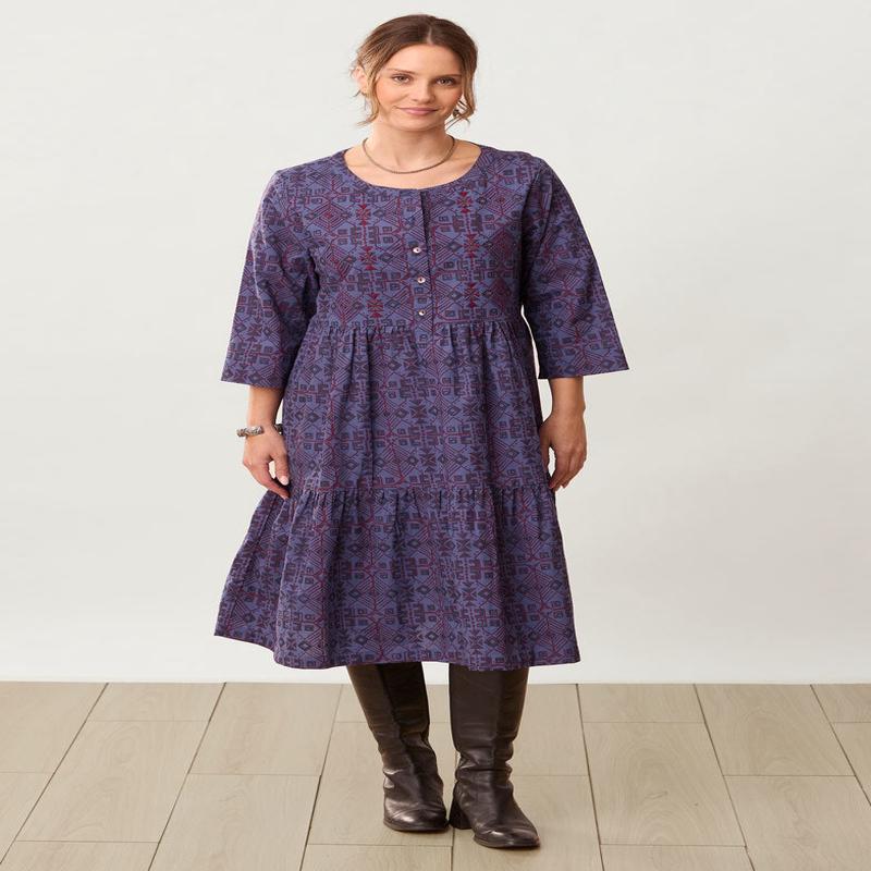 Kashvi Tiered Organic Cotton Midi Dress - Celestial/Multi