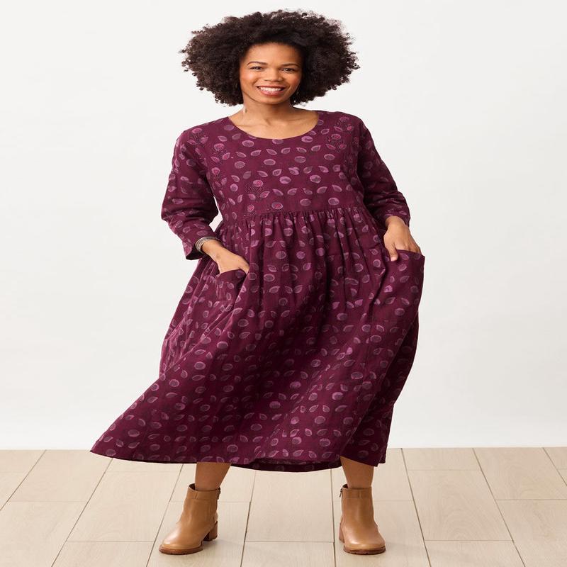 Meadow Batik Print Scoop-Neck Maxi Dress - Eggplant/Multi