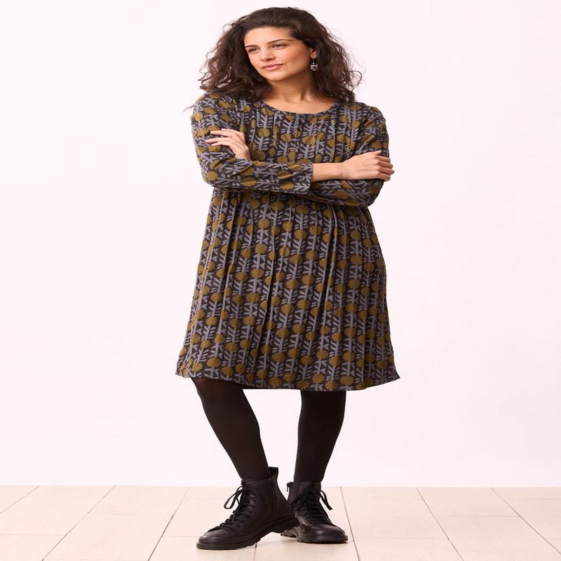 Naina Block Print Scoop-Neck Cotton Jersey Dress - Black/Multi