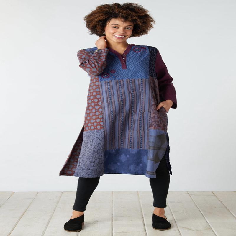 Shaily Deadstock Side-Slit Kaftan - Blue