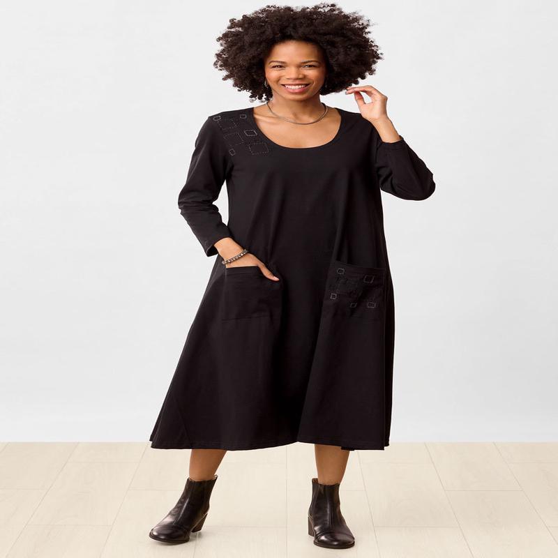 Supriya Jersey A-line Long-Sleeve Midi Dress