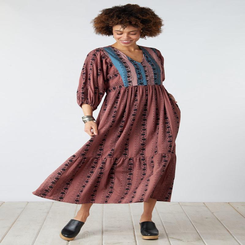 Zahara Blouson Maxi Dress - Ambrosia/Multi