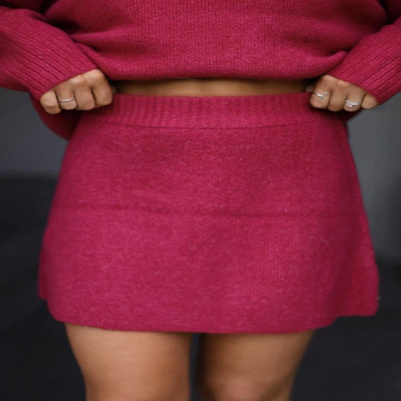 Berry Sweater Mini Skirt-FINAL SALE