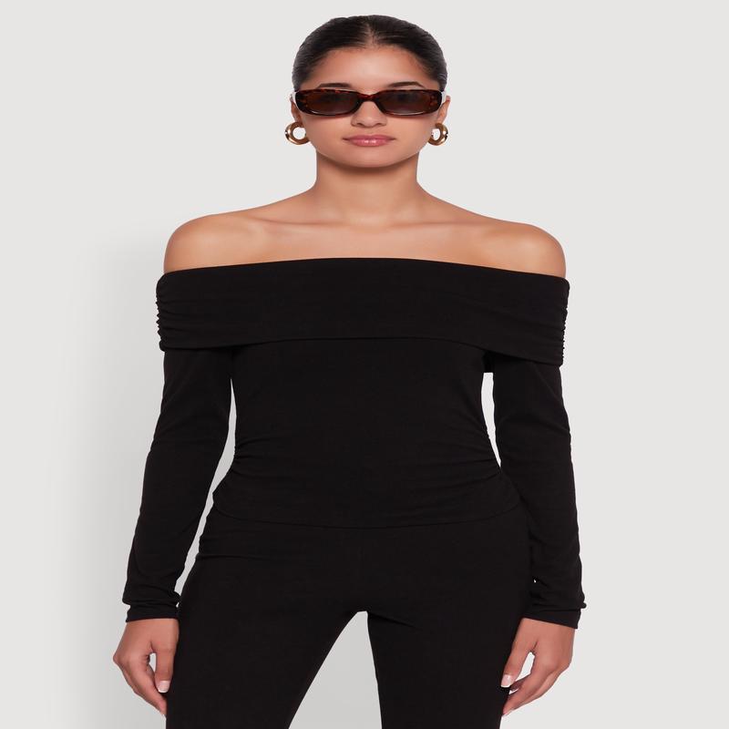 Haute Monde Fold Over Off The Shoulder Top