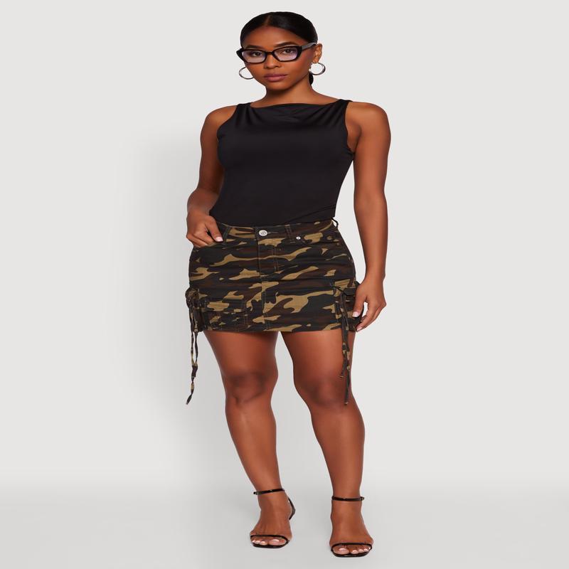 Camouflage Mini Skirt with Cargo Pockets
