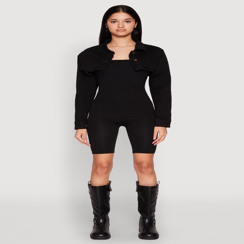 Daisy Denim Frayed Bolero Jacket