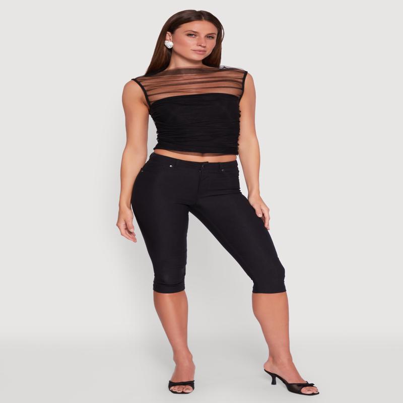 High Neck Mesh Crop Top