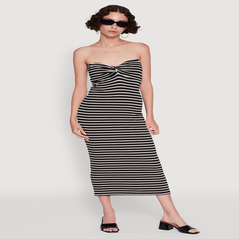 Sweetheart Strapless Striped Tube Dress