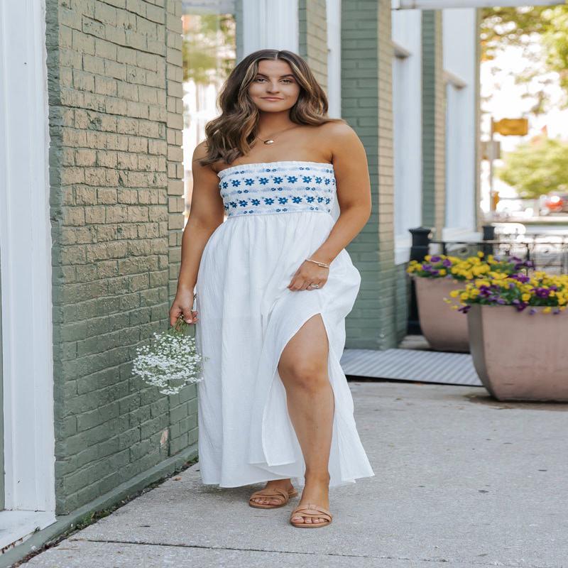 White Strapless Slit Maxi Dress - FINAL SALE