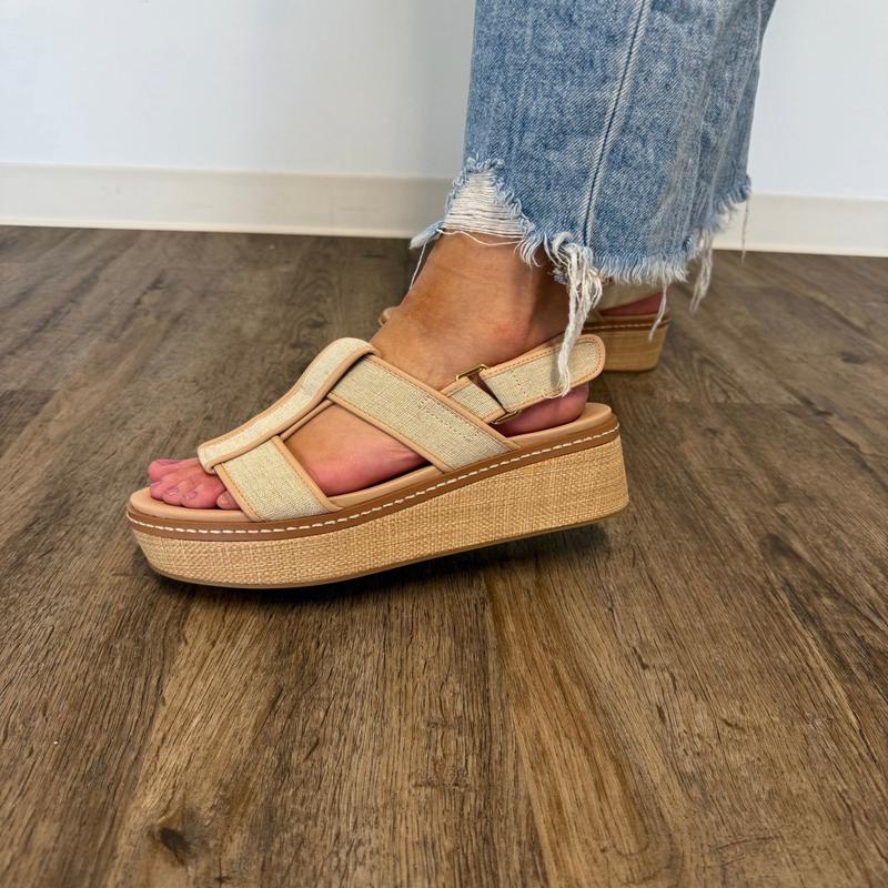 Chinese Laundry Swell Natural Platform Wedge Sandals - DOORBUSTER