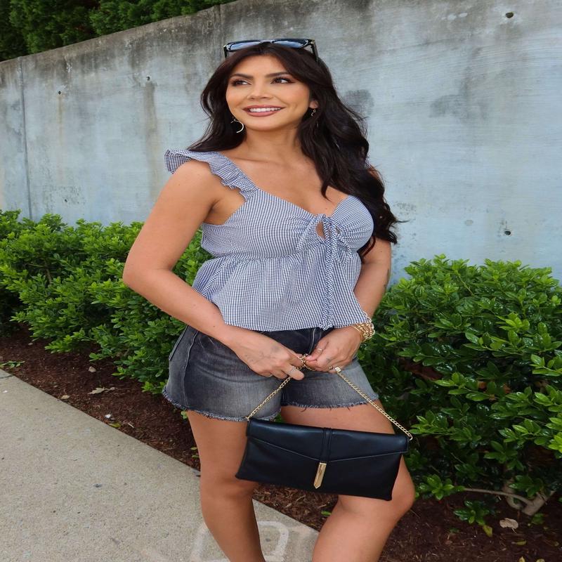 Perfect Plaid Tie Front Babydoll Top - Black - FINAL SALE