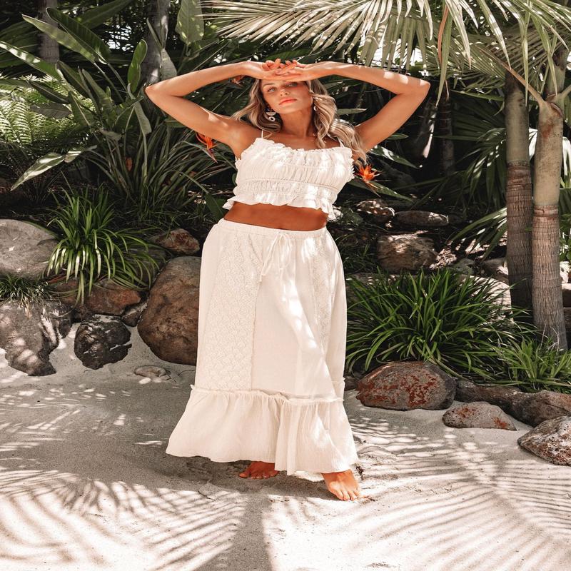 Cream Floral Ruffled Trim Lace Cami - DOORBUSTER