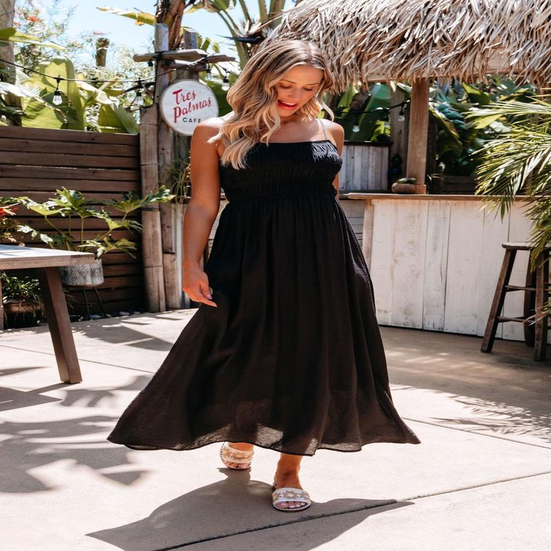 Moonlight Hour Black Ruched Maxi Dress - FINAL SALE