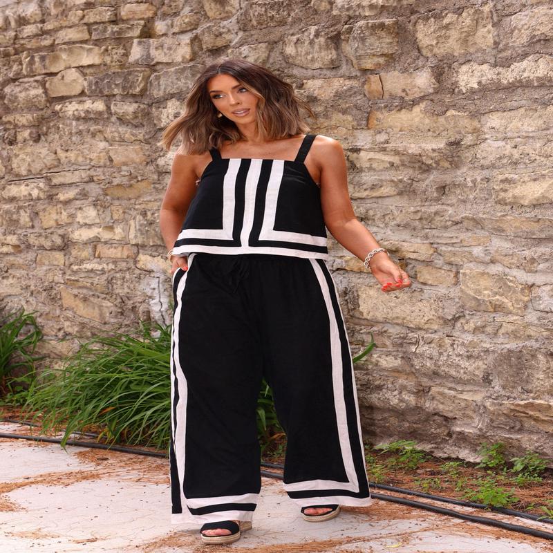 Cheyanne Black and White Linen Pants - FINAL SALE