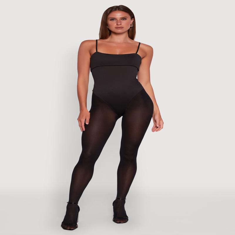 Fold Over Spaghetti Strap Bodysuit