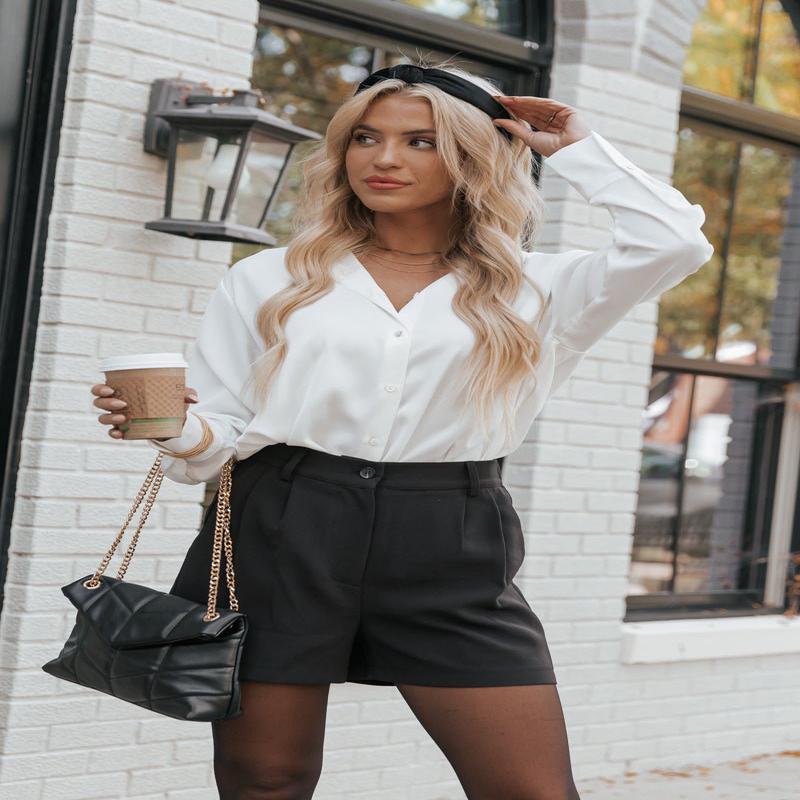 Muse by Magnolia Black Pleated Detail Shorts - DOORBUSTER