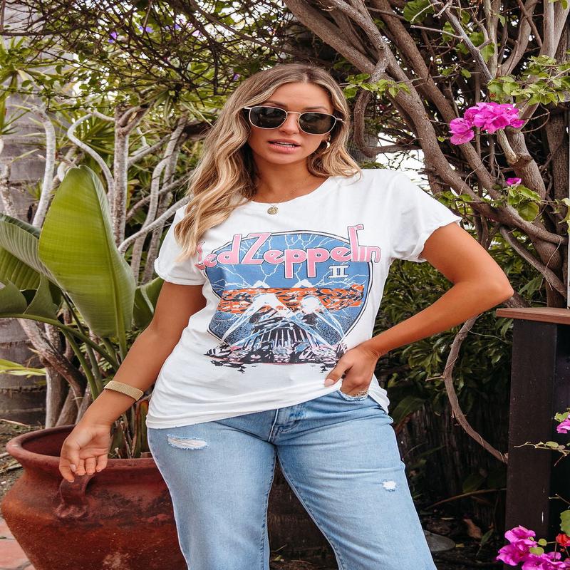 Recycled Karma White Led Zeppelin Graphic Tee - FINAL SALE