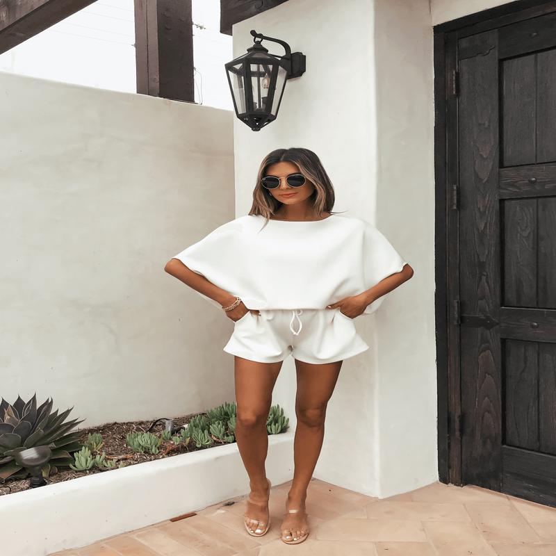 White Soft Cloud Scuba Shorts