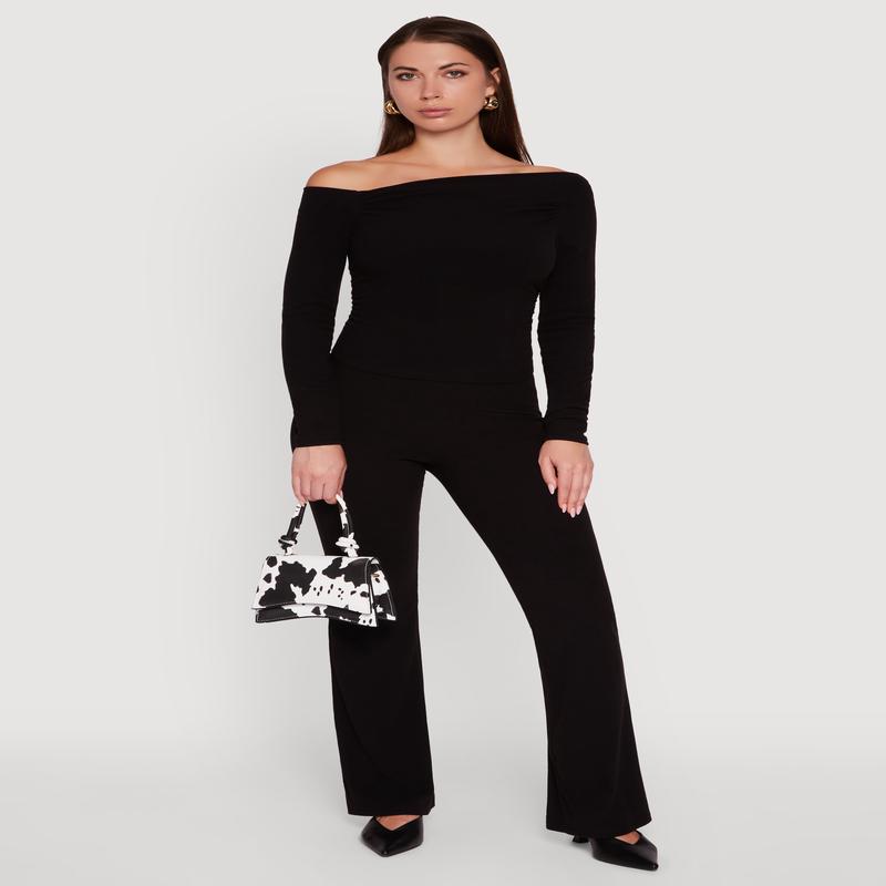 Brushed Knit Pull On Dress Pants