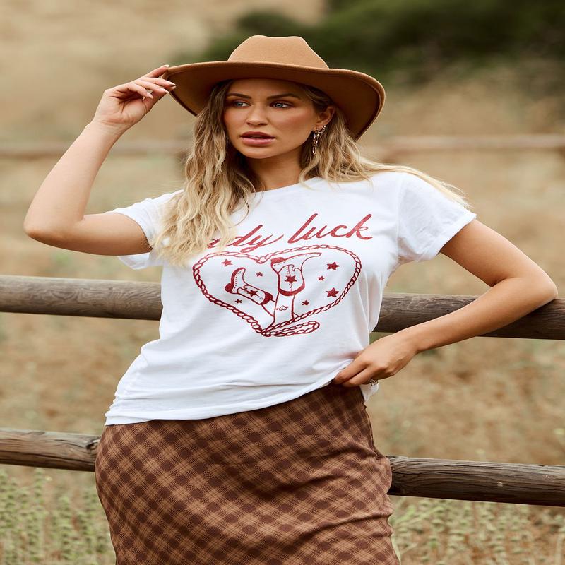 Lady Luck White Graphic Tee - FINAL SALE