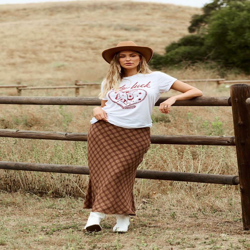 Saddle Ridge Brown Plaid Maxi Skirt - FINAL SALE