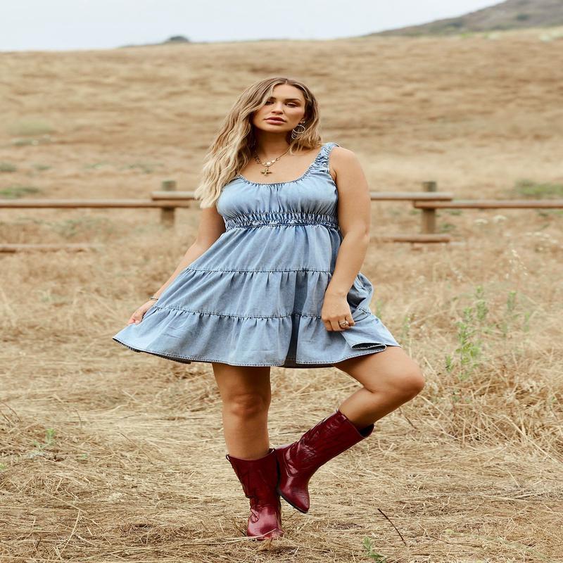 Wild West Denim Tiered Mini Dress - FINAL SALE