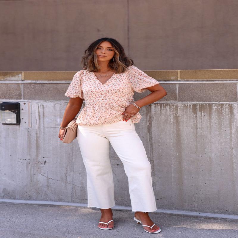 Bayeas Cream High Rise Wide Leg Jeans - FINAL SALE