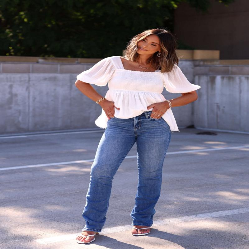 Bayeas Medium Wash Mid Rise Bootcut Jeans