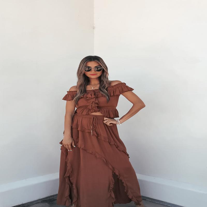 Vintage Havana Terracotta Off The Shoulder Top - FINAL SALE